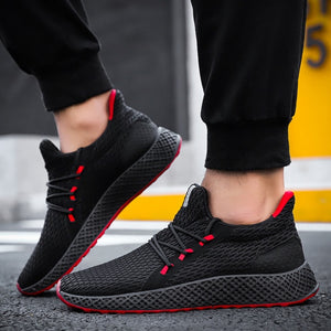 Men Sneakers Black Mesh Breathable Running Sport Shoes Male Lace Up Wear-resistant Men Low Athletic Sneakers zapatillas hombre