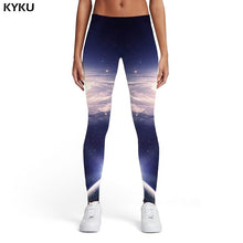 Load image into Gallery viewer, KYKU Galaxy Leggings Women Blue Sport Space Ladies Harajuku Spandex Gothic Sexy Womens Leggings Pants Fitness Fashion Summer