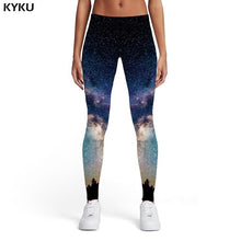 Load image into Gallery viewer, KYKU Galaxy Leggings Women Blue Sport Space Ladies Harajuku Spandex Gothic Sexy Womens Leggings Pants Fitness Fashion Summer