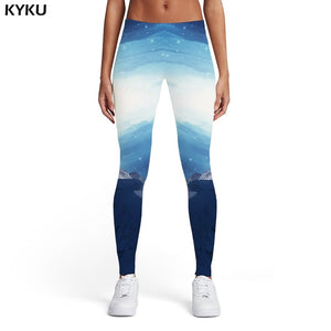 KYKU Galaxy Leggings Women Blue Sport Space Ladies Harajuku Spandex Gothic Sexy Womens Leggings Pants Fitness Fashion Summer