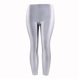 2019 New 1PC Women Leggings Popular Panty Shiny Fluorescent Casual Spandex Trousers For Girl Large Size Solid Color Elastic