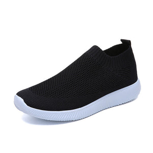 Women Sneakers Female Knitted Vulcanized Shoes Casual Slip On Ladies Flat Shoe Mesh Trainers Soft Walking Footwear Zapatos Mujer