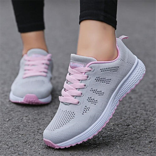 Women  Running Shoes Breathable Mesh Lace Up Flat Sneakers Black Sport Woman Designer Shoes for Girls A08S