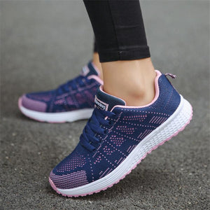 Women  Running Shoes Breathable Mesh Lace Up Flat Sneakers Black Sport Woman Designer Shoes for Girls A08S